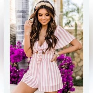 NWOT Pink Lily “Love for a Lifetime” Striped Romper